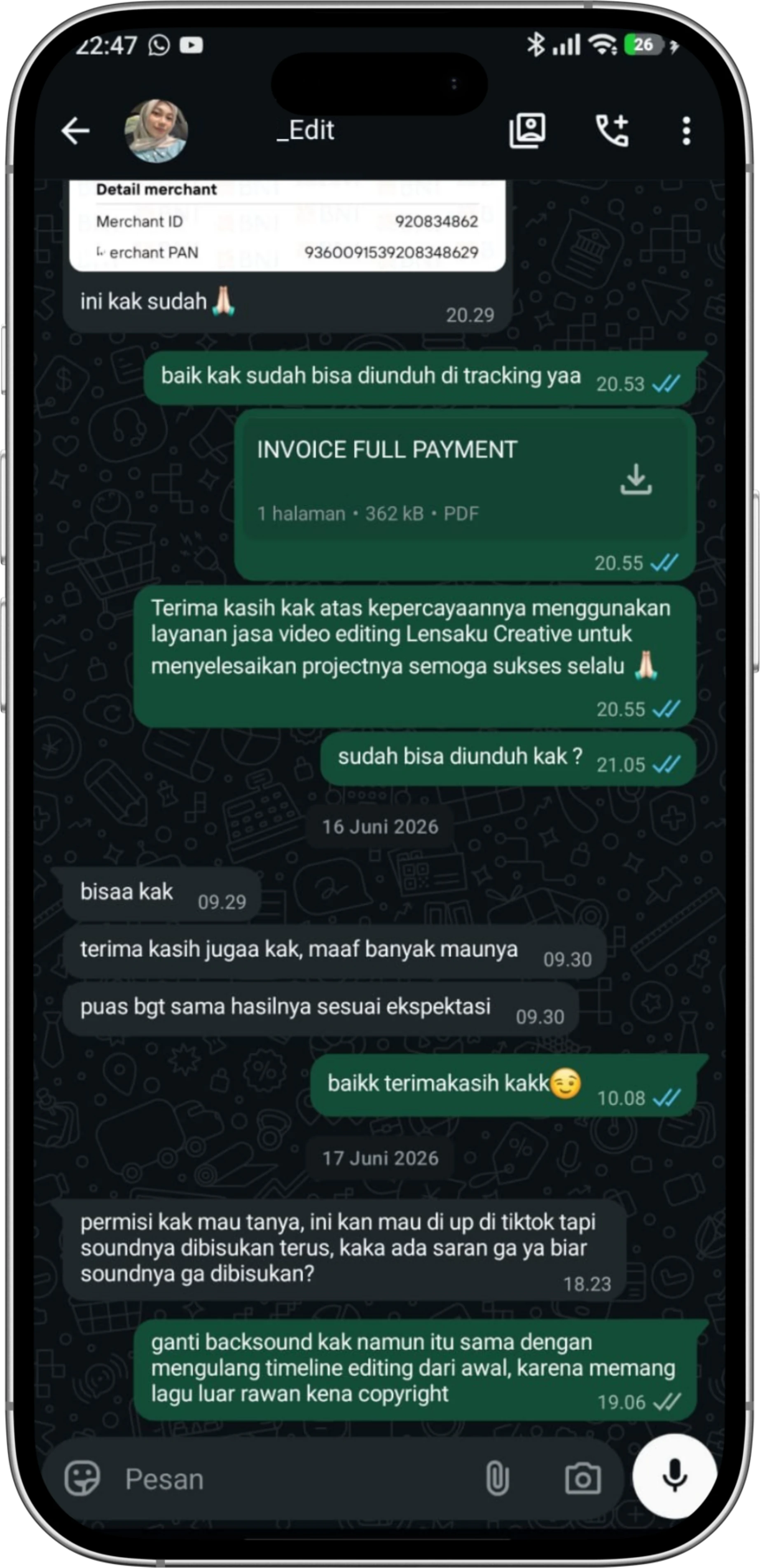 Testimoni klien jasa AI video LENSAKU CREATIVE